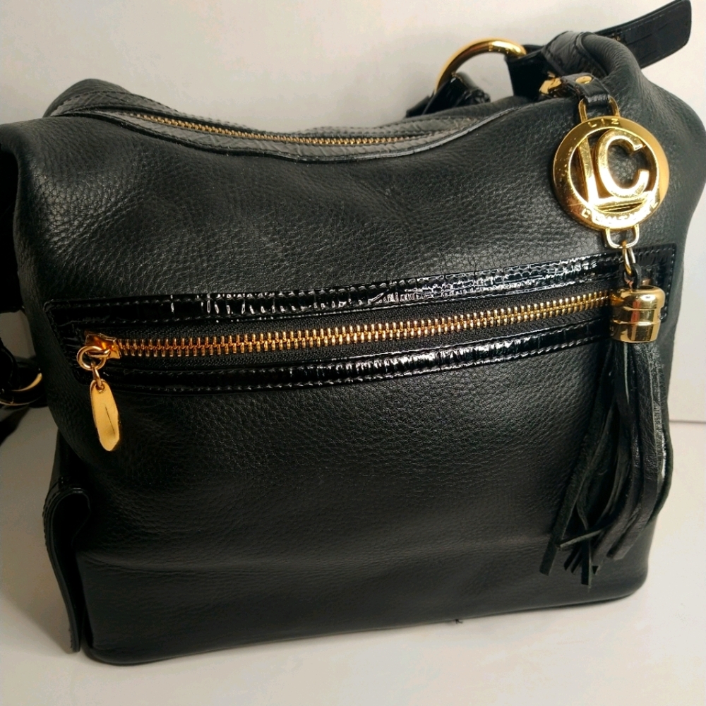 Black leather Liz Couture handbag